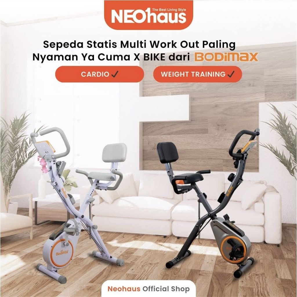 Bodimax X-Bike Grey - Alat Fitness Sepeda Statis Magnetic dengan 8 Level Resistensi