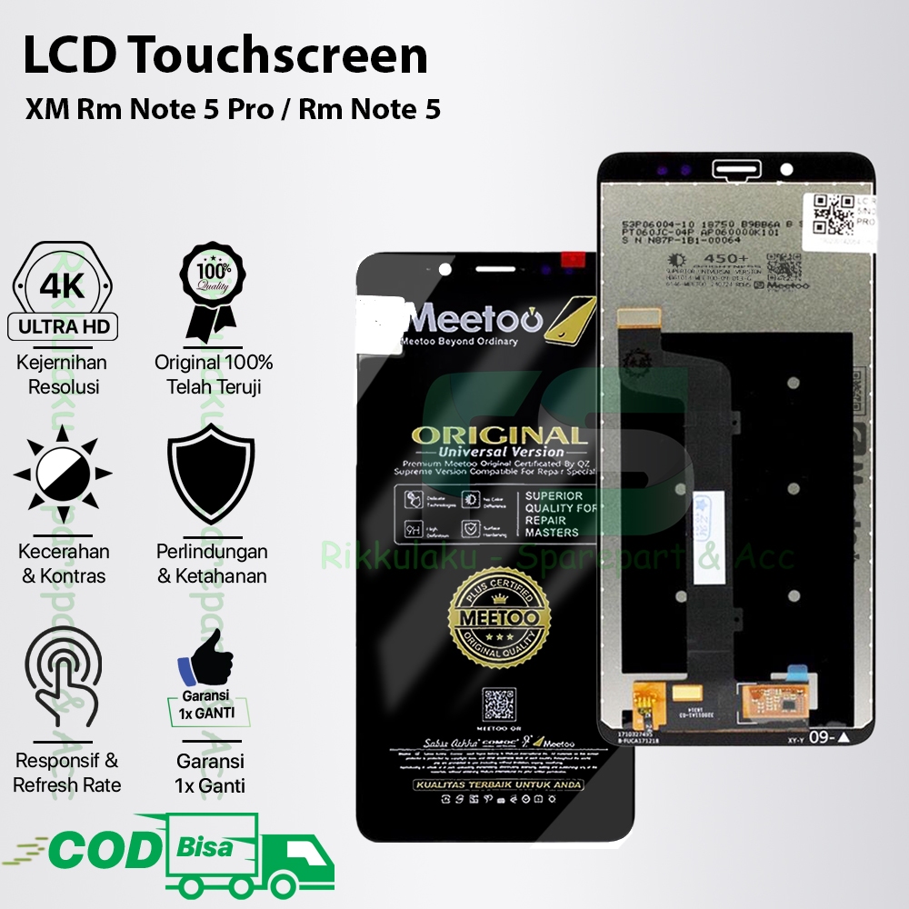 LCD Touchscreen Xiaomi Redmi Note 5 Pro / Note 5 Original 100% Fullset Complete