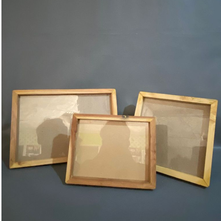 AJY Bingkai Foto Aesthetic Kayu Jati Belanda Pakai Kaca