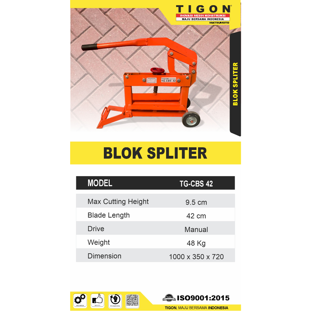 Alat Potong Paving Manual Pemotong Paving Block Spliter Tigon TG CBS 42