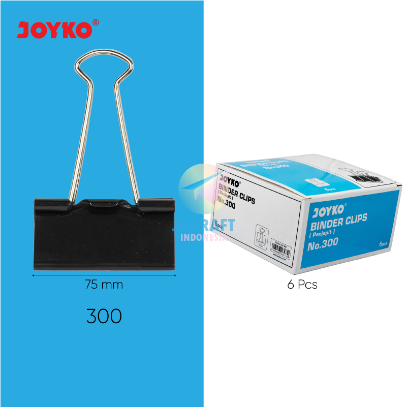 

(6 Pcs) Binder Clip JOYKO Jumbo No.300 (75 mm) 3.1" Inch Hitam Black Clips Klip Penjepit Jepitan Kertas Paper Glossy Mengkilap Doff Matte