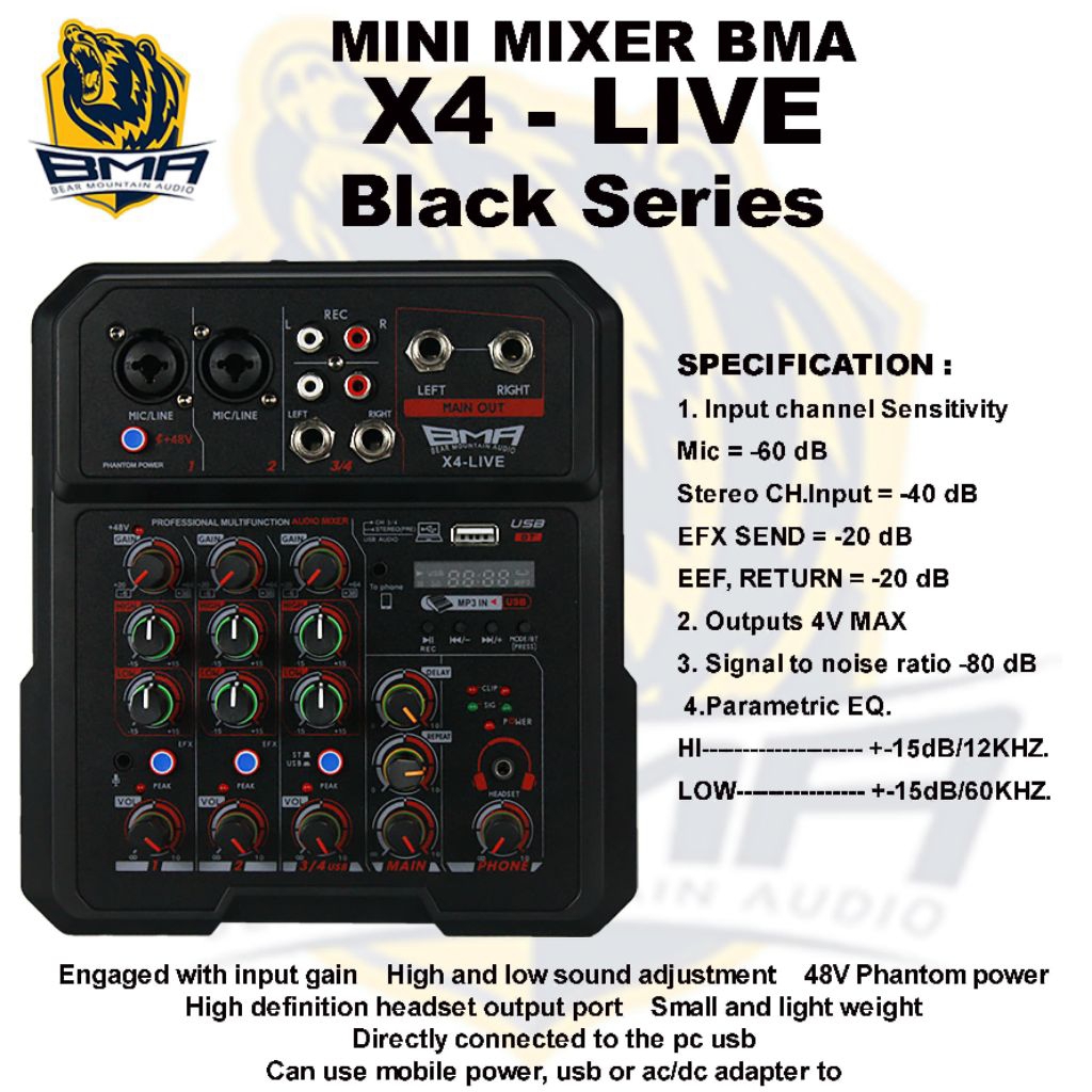 Mixer BMA X4 - Live black series / GA6 Black series / GA4 Black series