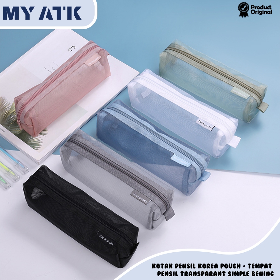 Kotak pensil korea pouch/ tempat pensil transparant simple bening/pencil case lucu
