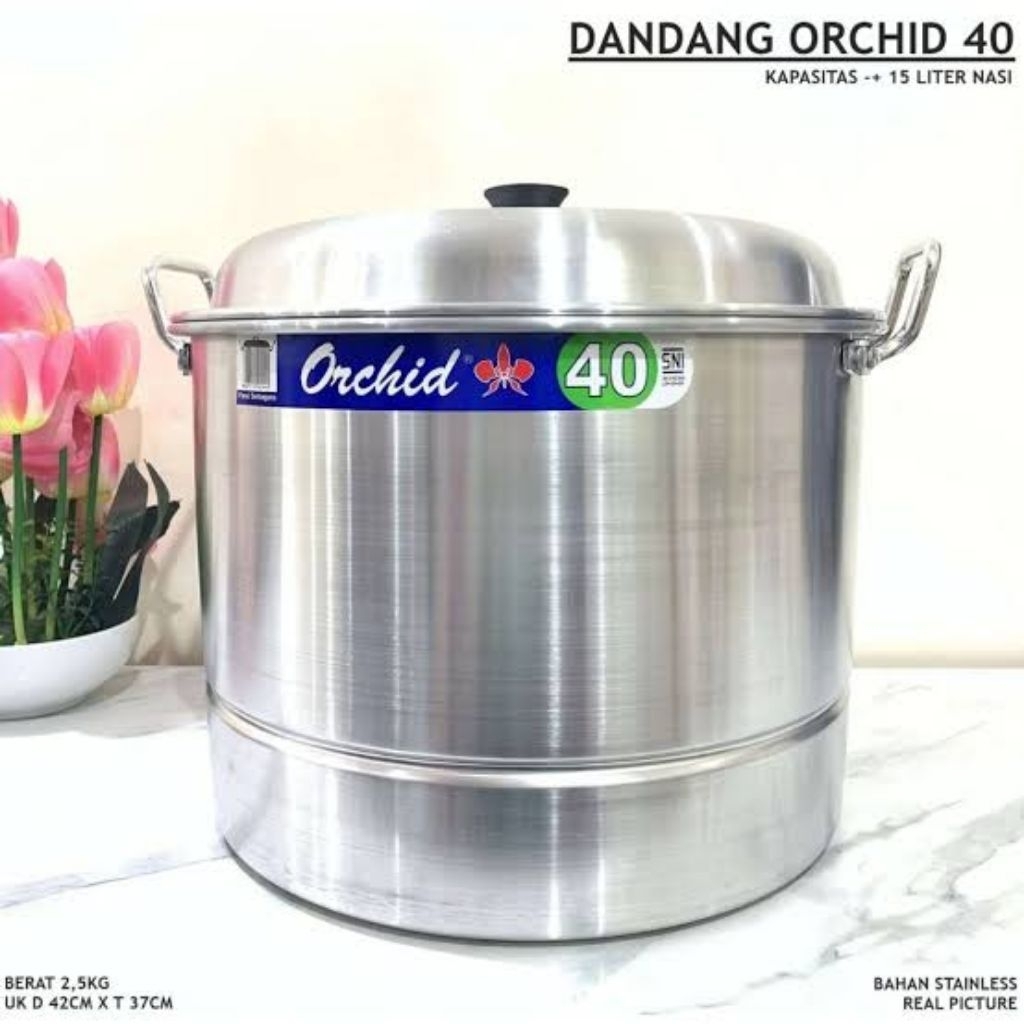 Dandang Orchid Ukuran 40cm Bahan Aluminium Tebal / Panci Kukus Orchid Ukuran 40cm Besar