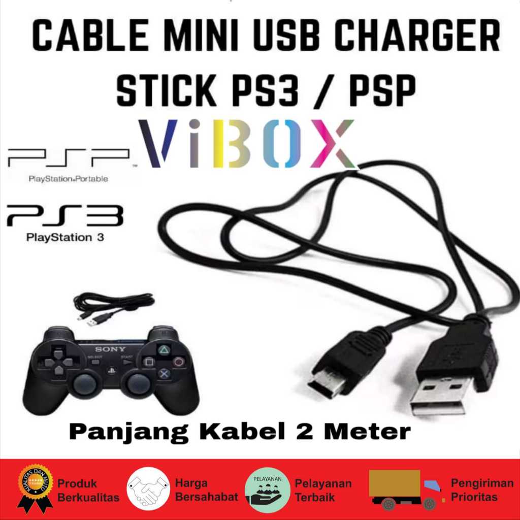 Kabel 2Meter Stick PS3 /PSP Game Boy Cable Charger Mini Usb V3 For Game Playstation Sony (2M) [PM]]