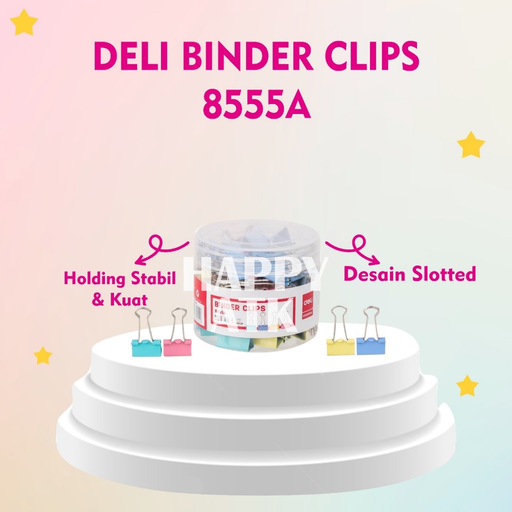 

DELI BINDER CLIPS E8555A/Binder Clips DELI Warna 19mm - E8555A E8555A Effortless Binder Clip ASST. 19mm/Deli Kebutuhan Kantor Binder Klip Warna 19mm E8555A