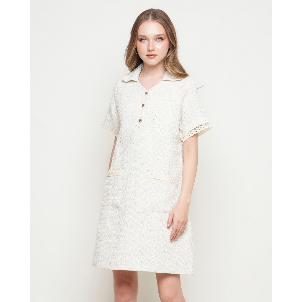 Seutail Elina Dress Tweed Korean Midi Dress Gaun Wanita - 010446