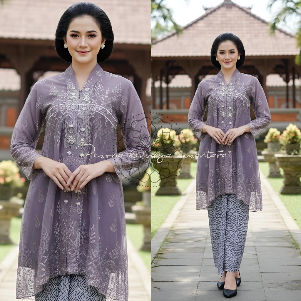 set Kebaya V kartini / / kebaya jumbo LD 120 dan 130 / kebaya tille / kebaya pesta / kebaya modern /