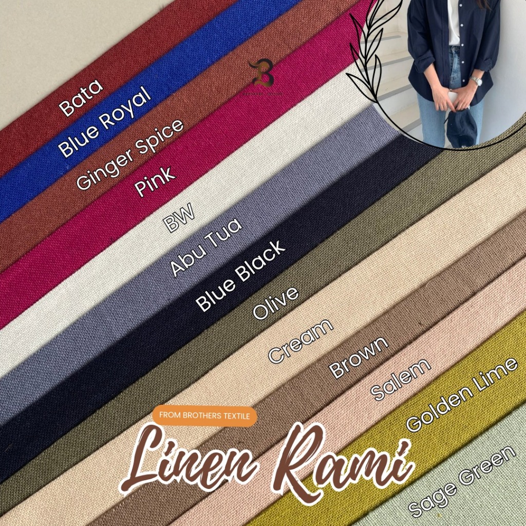 Kain Linen Rami | Kain Linen Ecer | Bahan Kain Linen Rami Premium | HARGA 1/2 YARD