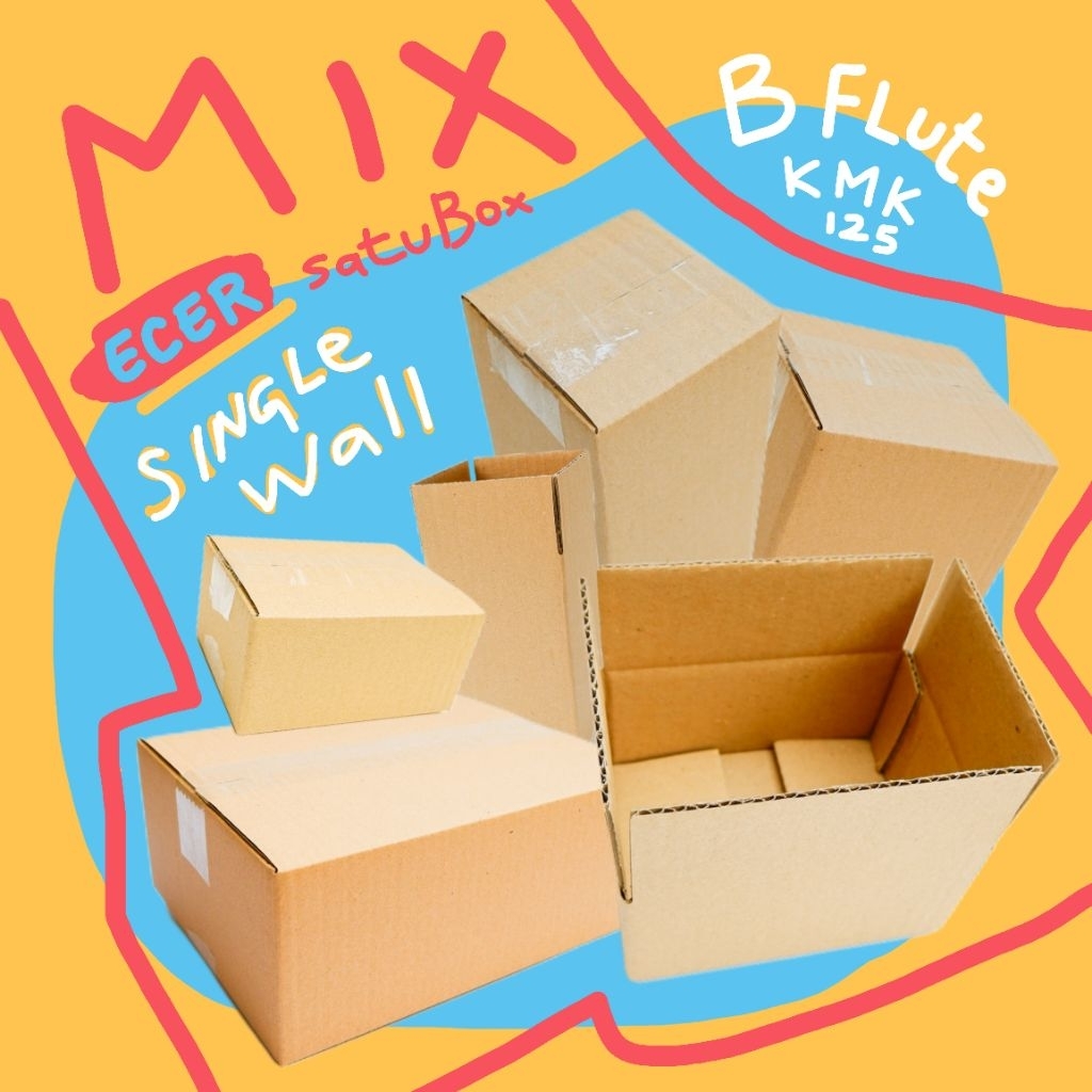 

( ECER ) kardus karton box polos single wall tebal 3mm , B flute, kardus packing, kardus bahan baru