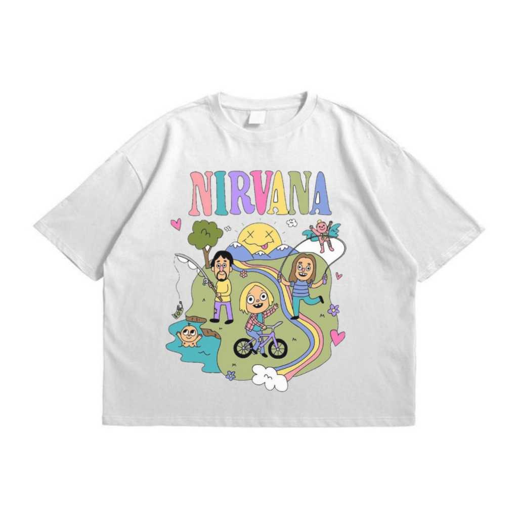 Kaos Boxy Unisex Band90s Nirvana Cotton combed20s Free sticker