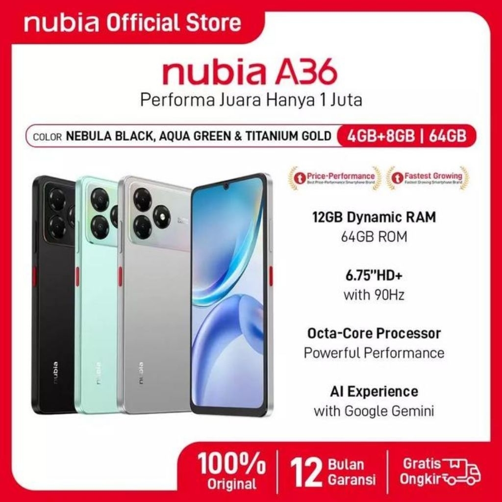 ZTE NUBIA A36 RAM 4/64GB GARANSI RESMI
