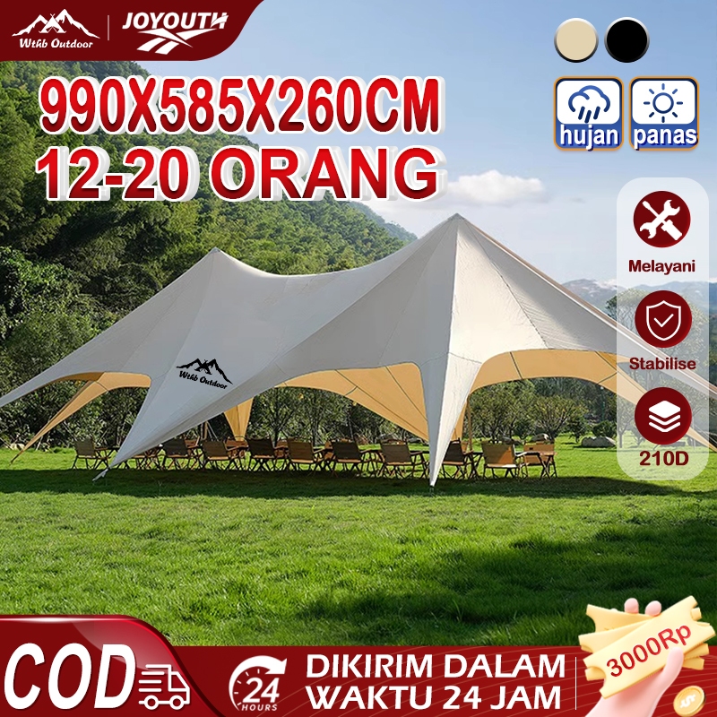 JOY Flysheet Outdoor Tenda besar tiang flysheet waterproof Tenda Guanting Garden atap tenda camping