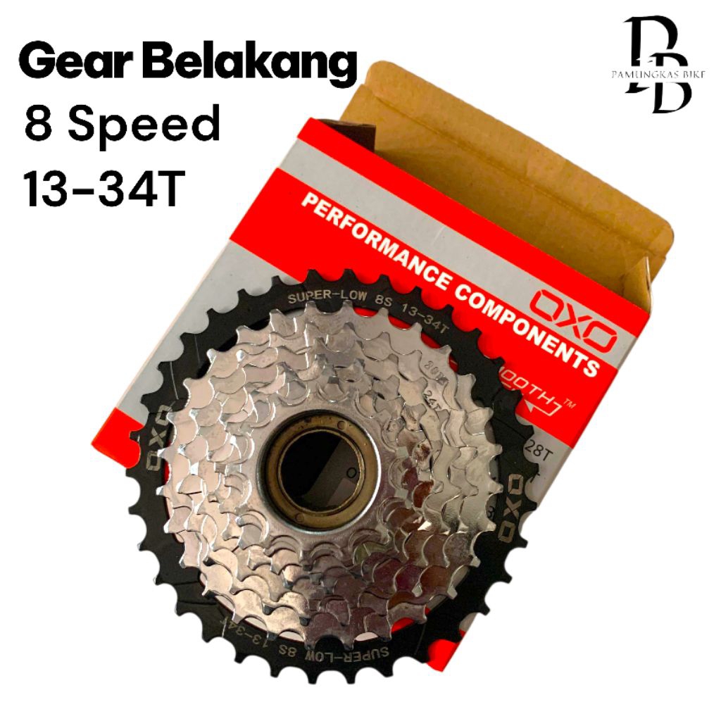 Sproket Gear oxo Drat ulir 8 speed 13-34T sproket belakang sproket oxo silver