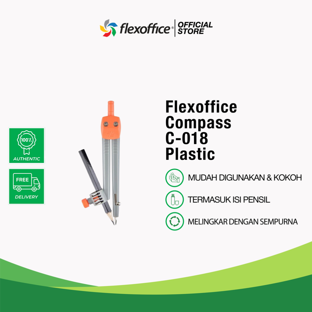 

FLEXOFFICE COMPASS C-018 PLASTIC jangka murid anak kokoh awet murah cocok untuk anak sd smp sma