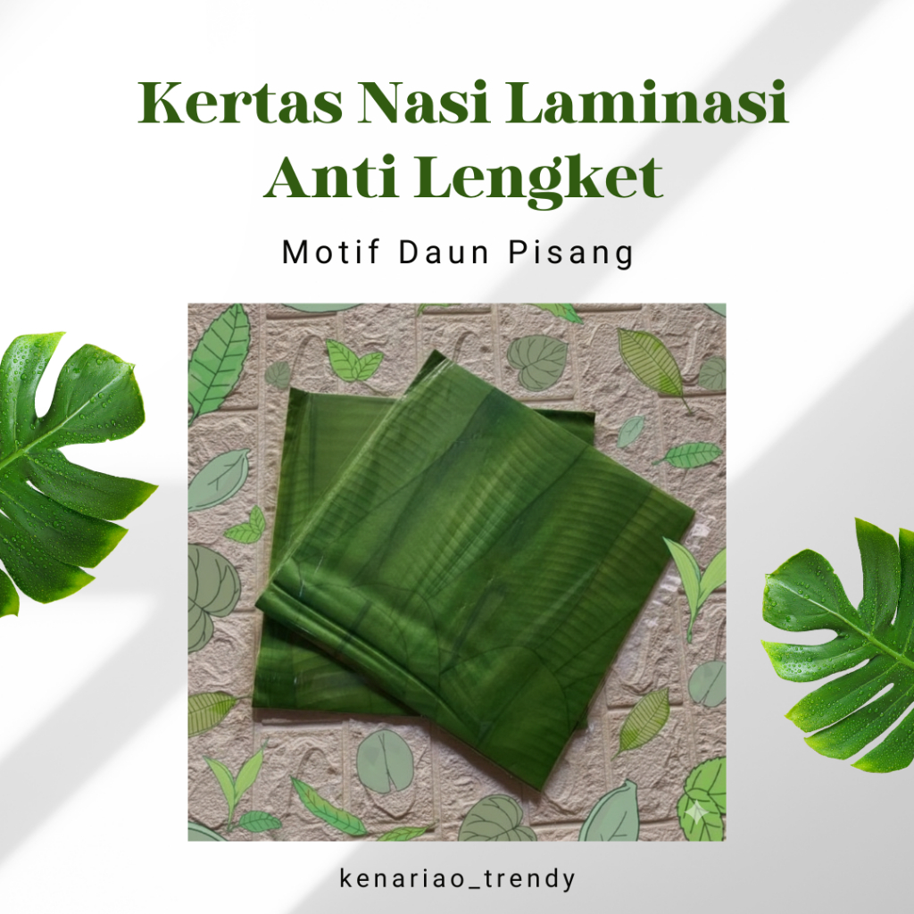 Kertas Nasi Laminasi Motif Daun Pisang Anti Lengket - isi 50 pcs