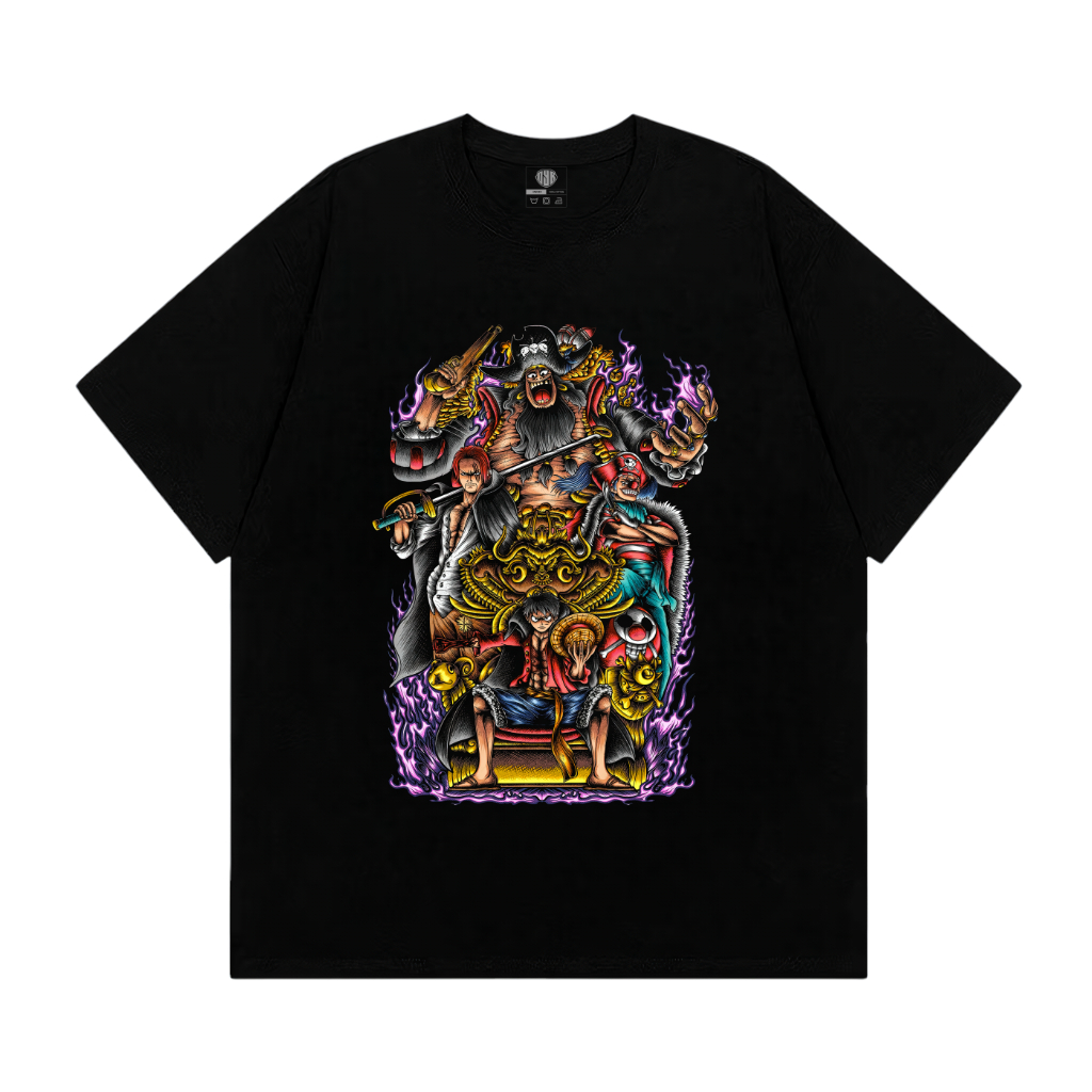 OYB Kaos Four Emperor Yonko New Era One Piece Anime T-Shirt Baju Pria dan Wanita Lengan Pendek