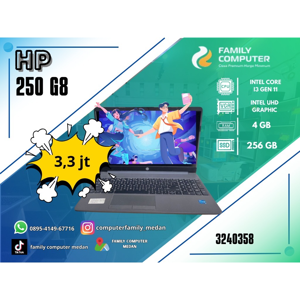 HP 250 G8 | INTEL CORE I3 GEN 11 | INTEL UHD GRAPHIC | 4GB | 256GB