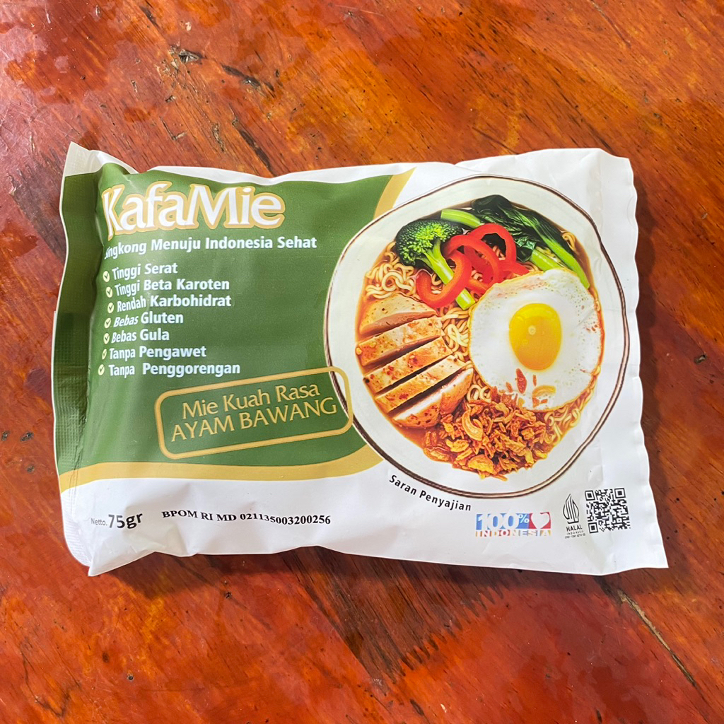 

KafaMie Mie Instan Sehat Mie Kuah Rasa Ayam Bawang Mie Singkong Mocaf Bebas Gluten