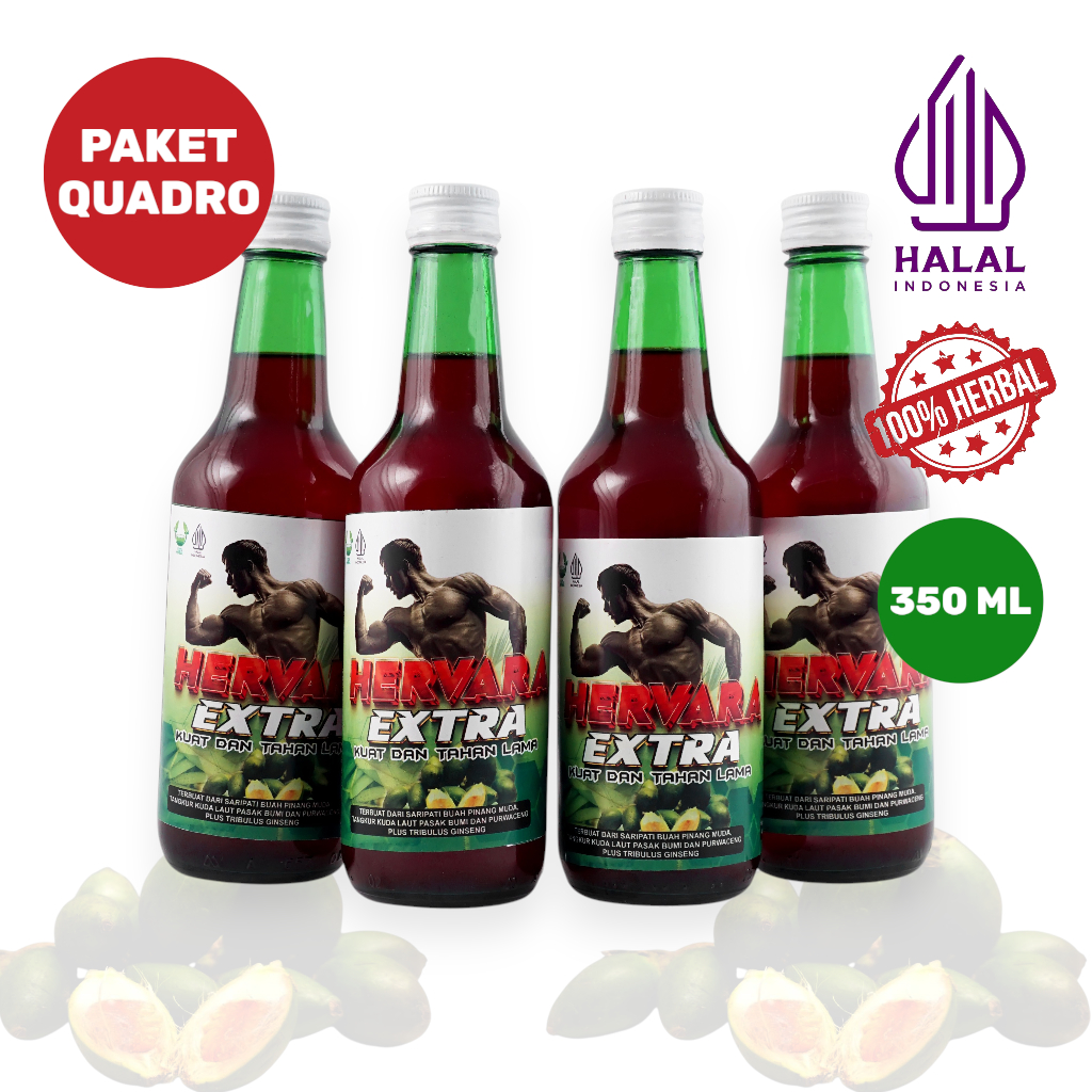 

HERVARA Jamu Herbal Pria Cair 350ml – Stamina, Energi, Peredaran Darah, Kebugaran isi 4 botol
