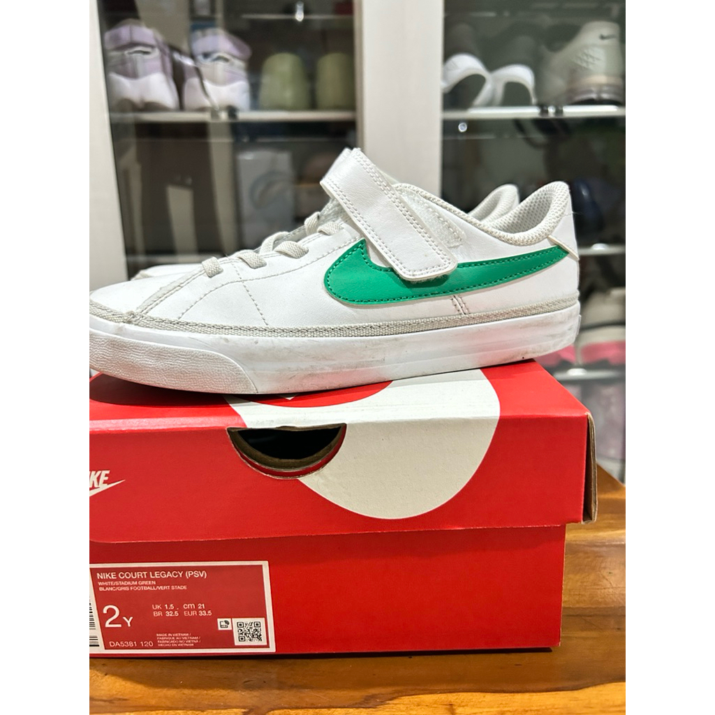 NIKE ANAK COURT LEGACY 32-33 SECOND WHITE GREEN