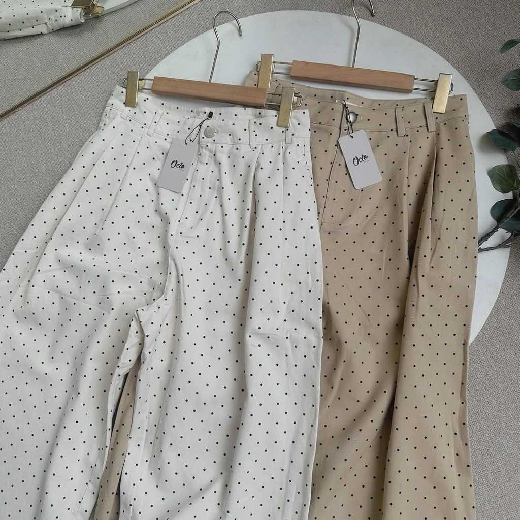 Ola Jeans Bawahan Celana Wanita Kulot Motif Polka Casual Premium by Oclo Official (READY SIAP KIRIM)