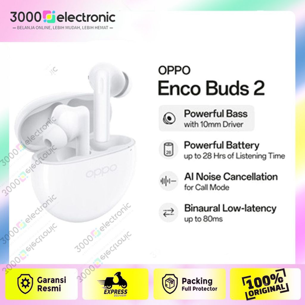 TWS Oppo Enco Buds 2 Super Bass, Headset Bluetooth - Buds / TWS - True Wireless Stereo Bluetooth - S