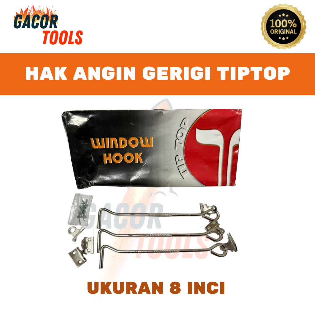 Hak Angin Jendela Gerigi Nickel TIPTOP 8" / Penahan Jendela Kuat Anti Patah  Stainless Tebal