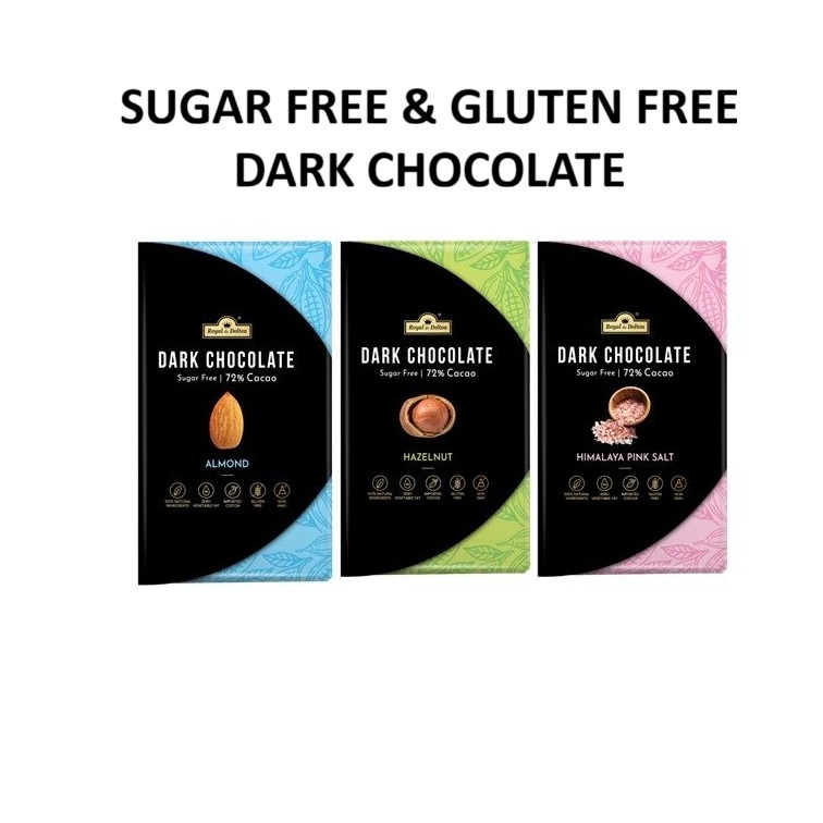 

Royal De Dolton Sugar Free Dark Chocolate Gluten Free Coklat Import Tanpa Gula Almond Dark Chocolate Hazelnut Chocolate Coklat Sehat 72% Cocoa