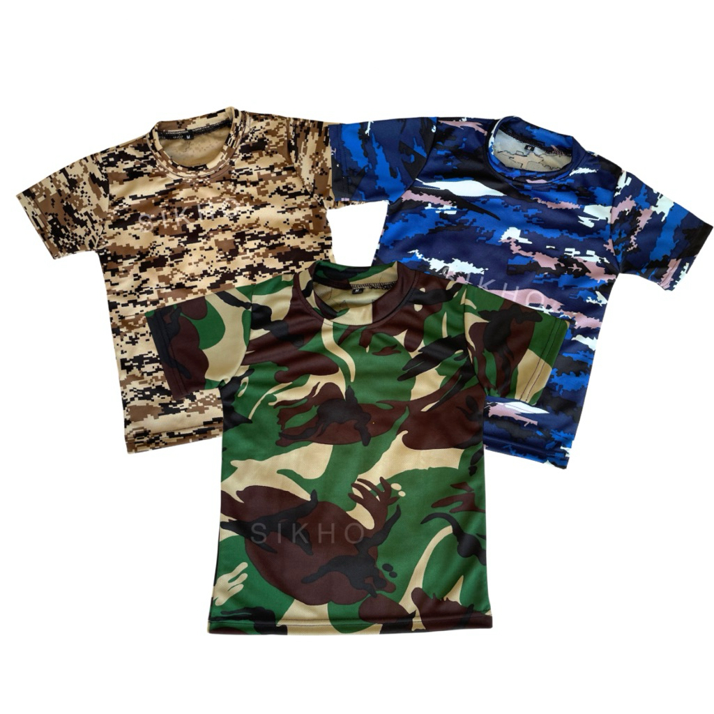 Kaos anak loreng TNI laki-laki usia 1-8 tahun atasan baju anak dryfit