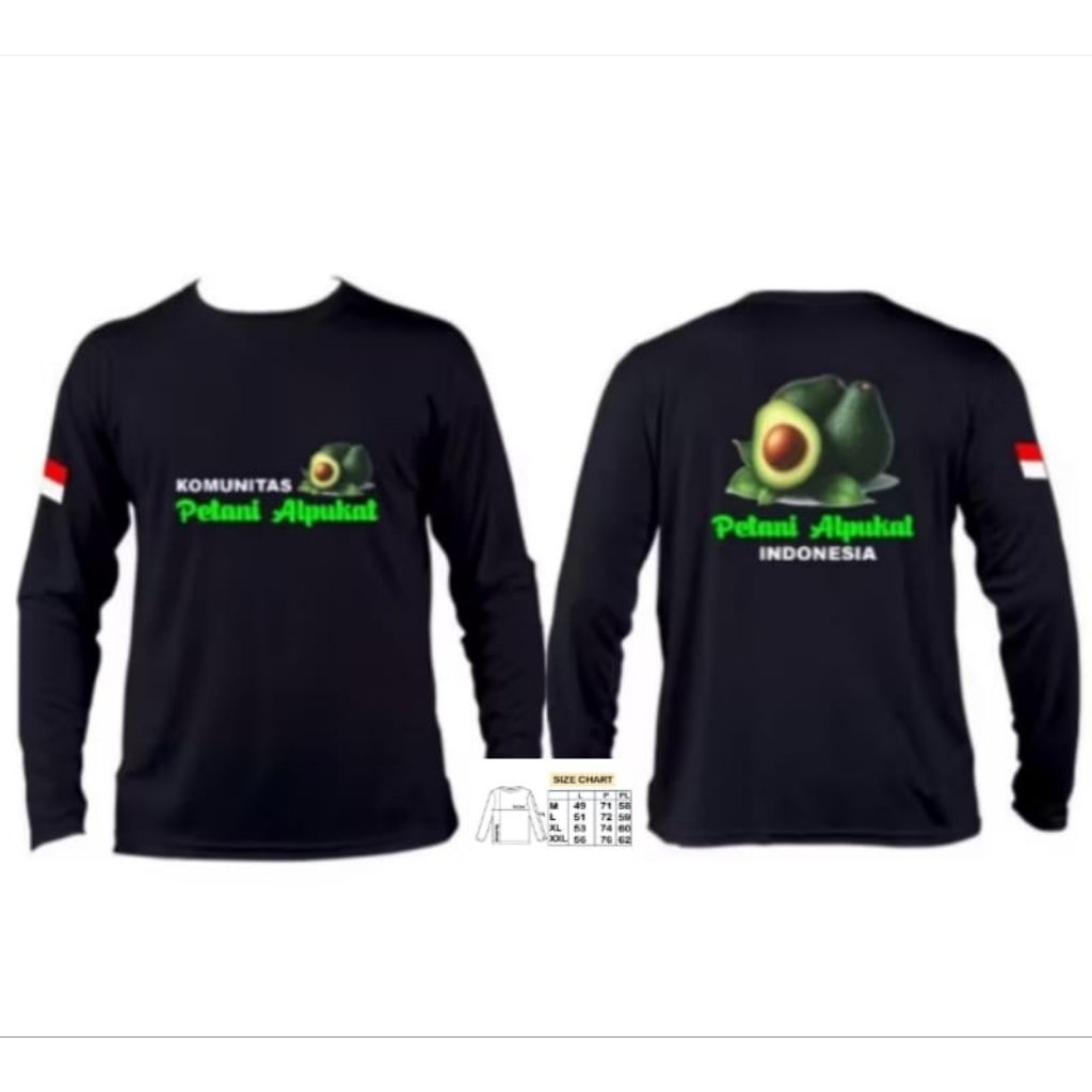 KAOS Lengan Panjang PETANI ALPUKAT INDONESIA Baju Pria Wanita Unisex Motif Sponsor