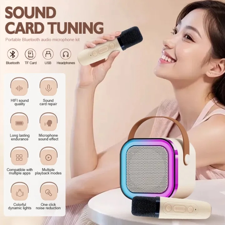 ZY - speaker cipung 1 Mic K12 Speaker bluetooth karaoke speaker Nirkabel mic Bass Super -COD