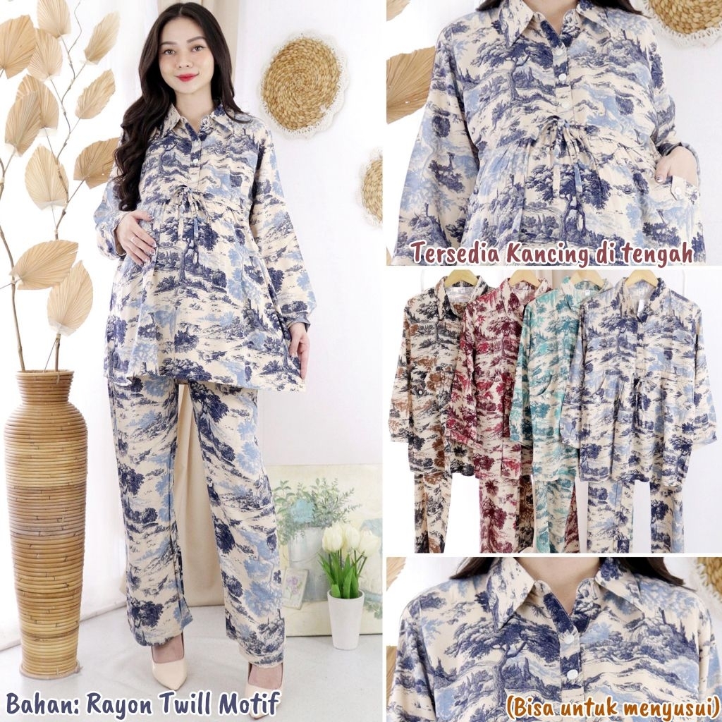 Setelan Hamil Lengan Panjang/Setelan hamil modis/setelan hamil kerja/setelan hamil bunga/setelan ham