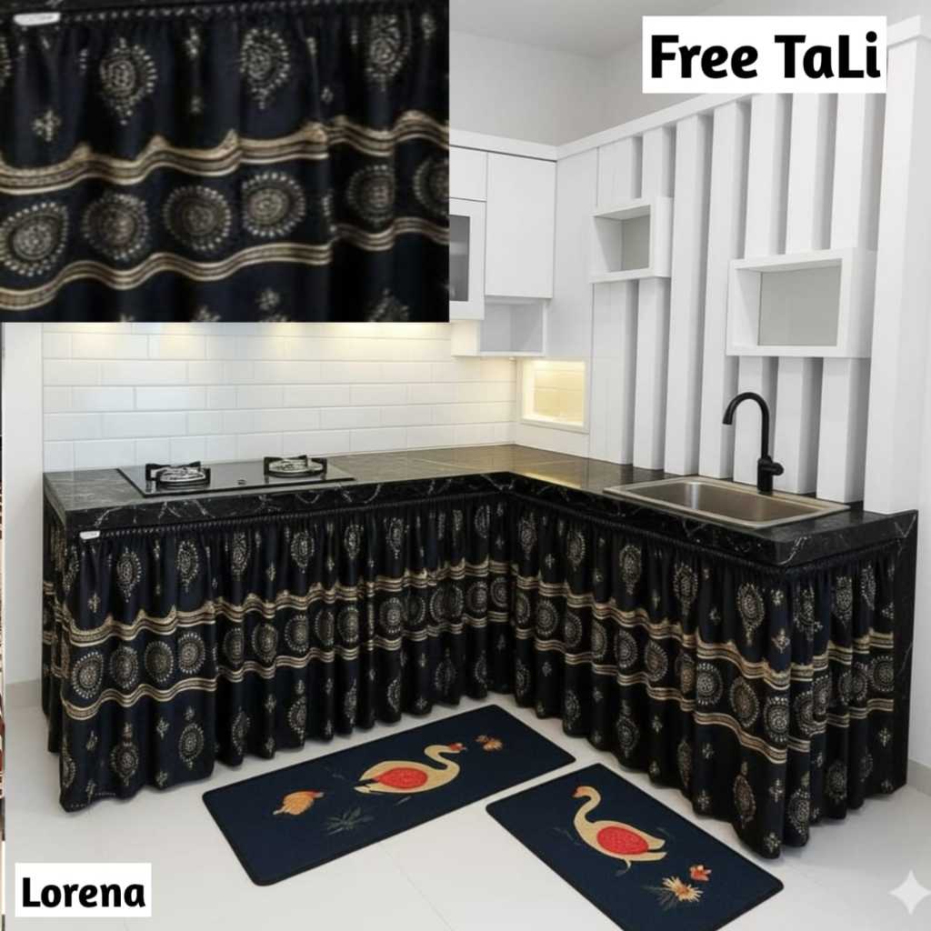 GORDEN KOLONG DAPUR MINIMALIS KARAKTER DAN BUNGA TERBARU AESTHETIC KOREA