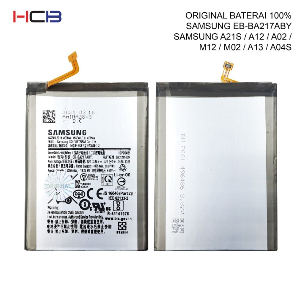 ORIGINAL BATERAI 100% BATERAI SAMSUNG GALAXY A12/A21s/A02/A03/M12/M02/A13/A04s/BATERAI SAMSUNG GALAX