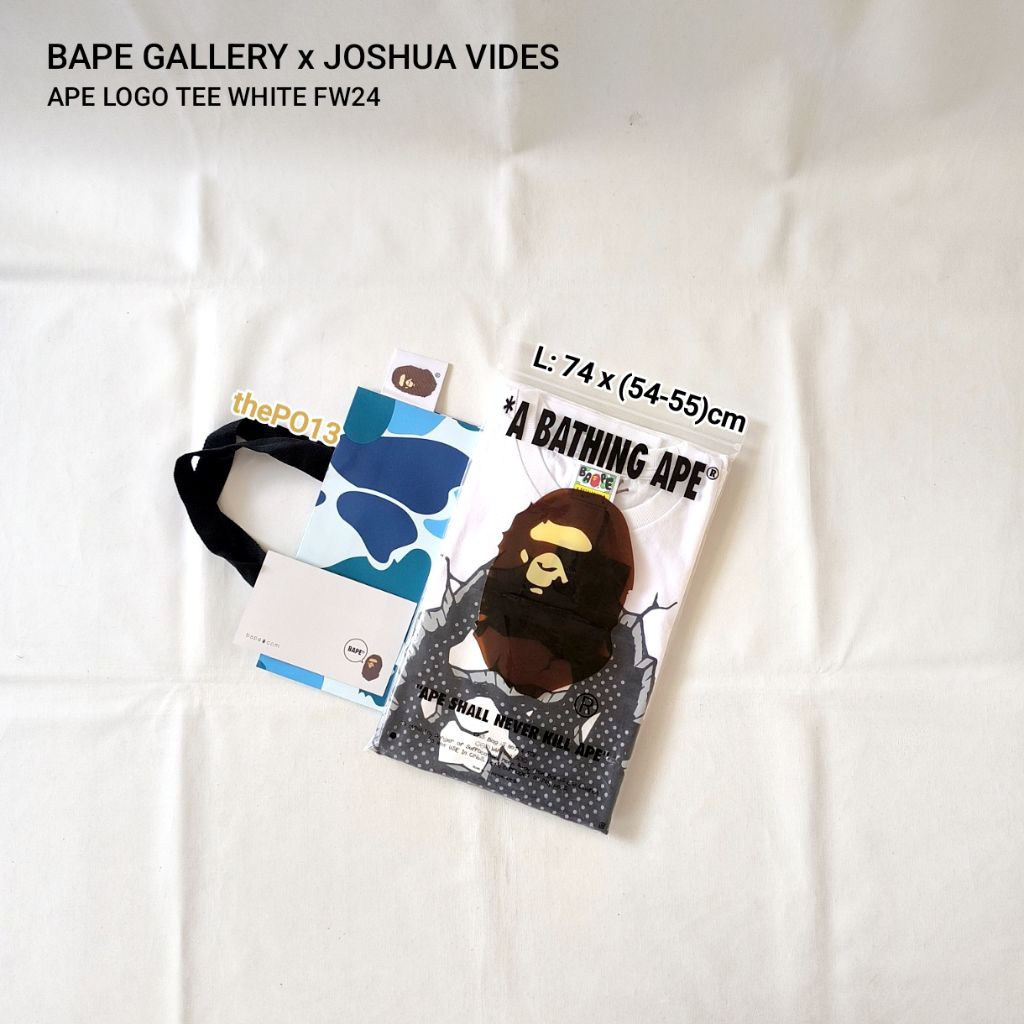 BAPE GALLERY X JOSHUA VIDES APE LOGO TEE WHITE FW24 AUTHENTIC 100% BNWT