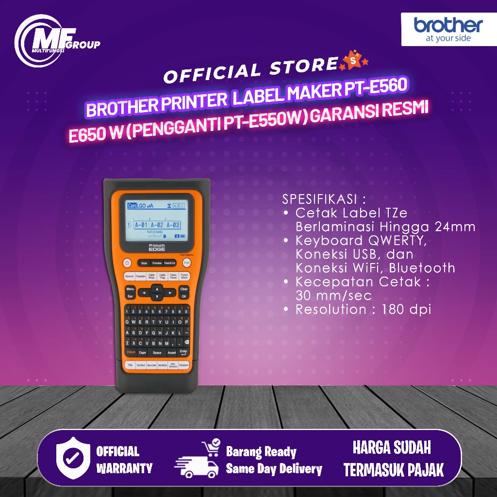 Brother Printer Label / Label Maker PT-E560 / E650 W (Pengganti PT-E550W) Garansi Resmi
