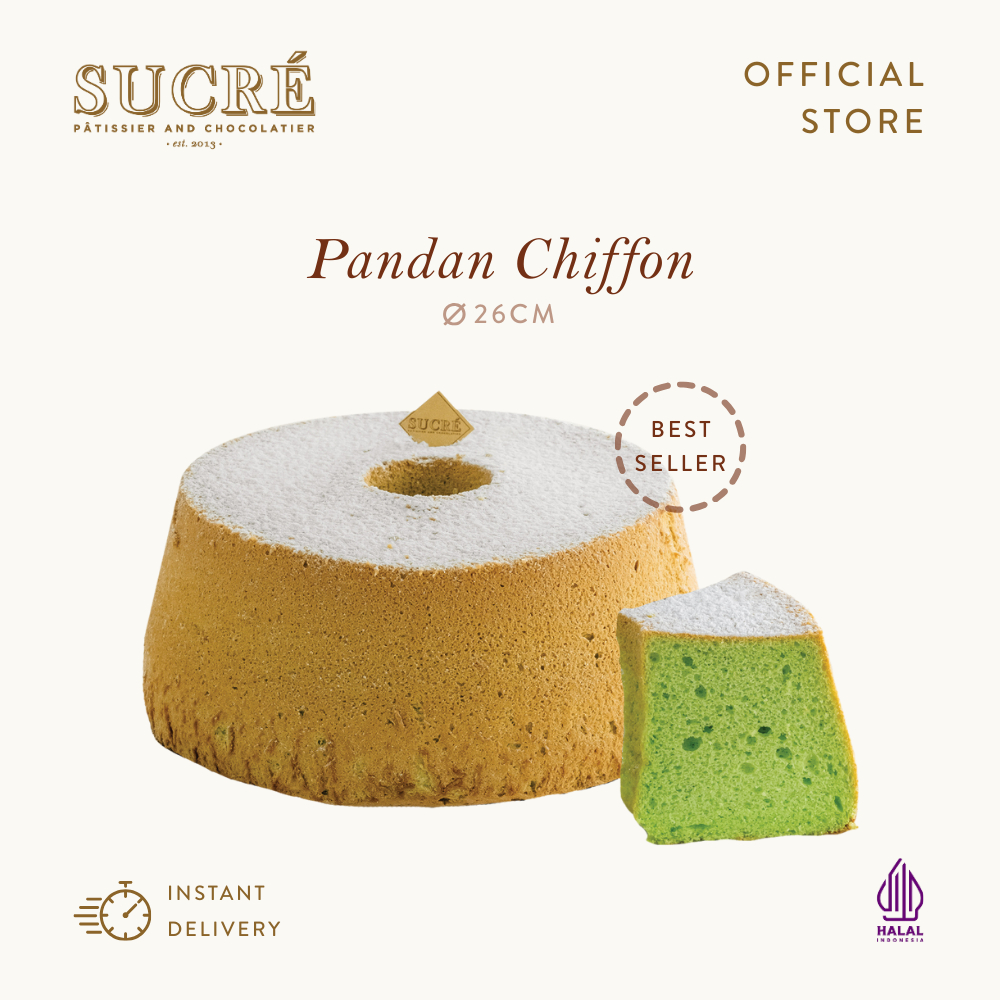 Sucre Patissier Pandan Chiffon Cake - Kue Ulang Tahun Birthday Cake 26cm