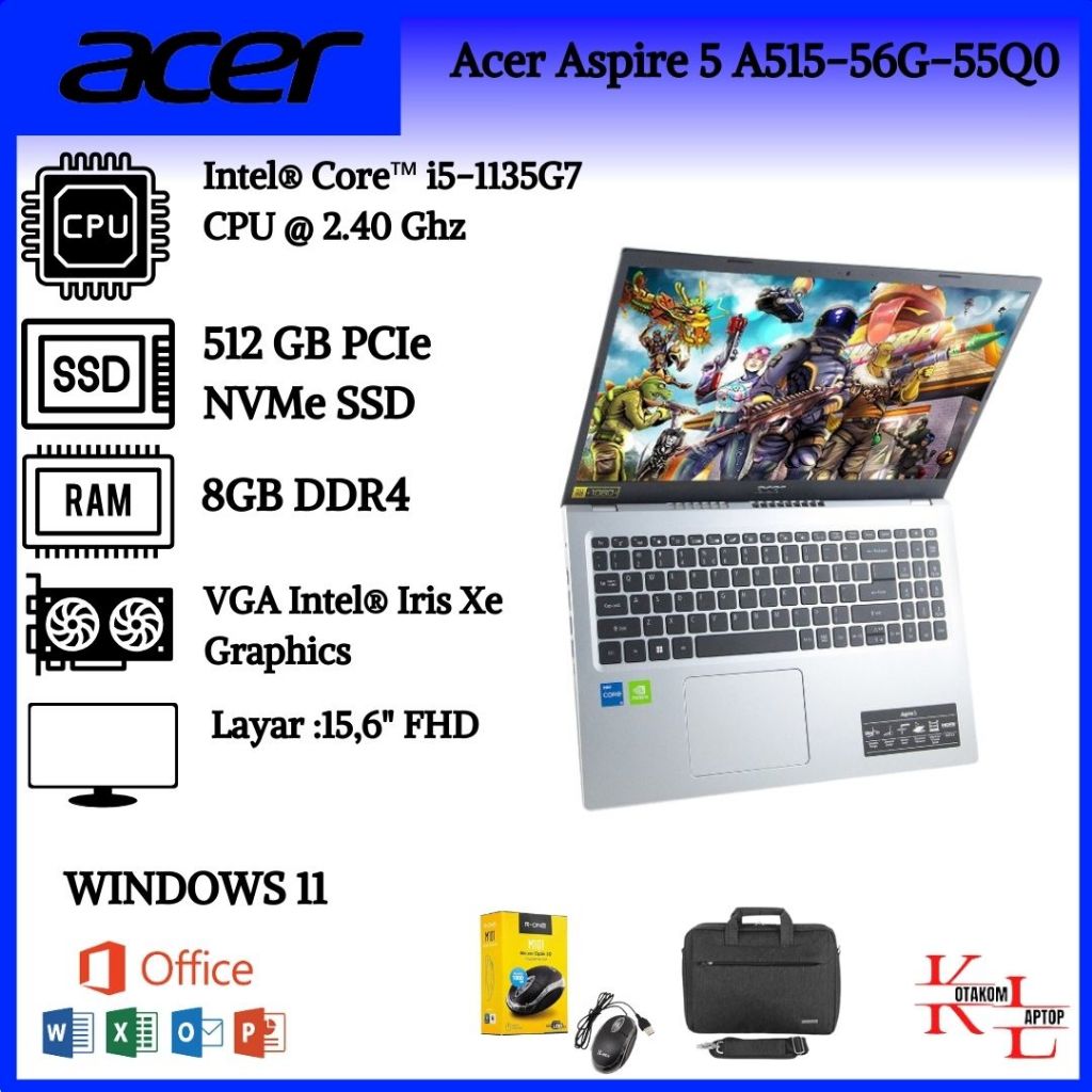 Acer Aspire 5 A515-56G-55Q0 with Intel i5-1135G7 and NVIDIA MX450 and 8GB RAM