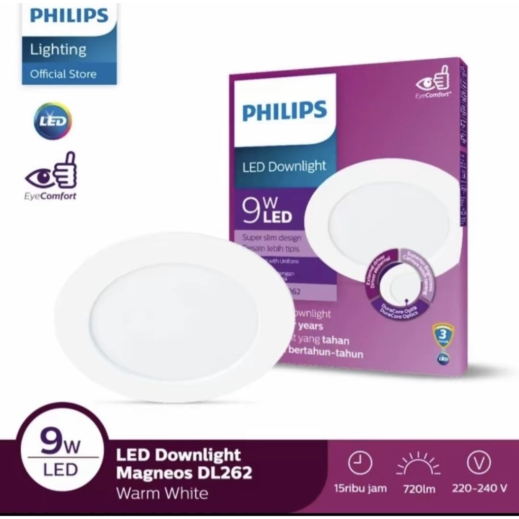 Philips Slim Downlight LED 12Watt DL262 Magneos 12W 12 W 12 Watt 6500K Putih / 3000K Kuning / 4000K 