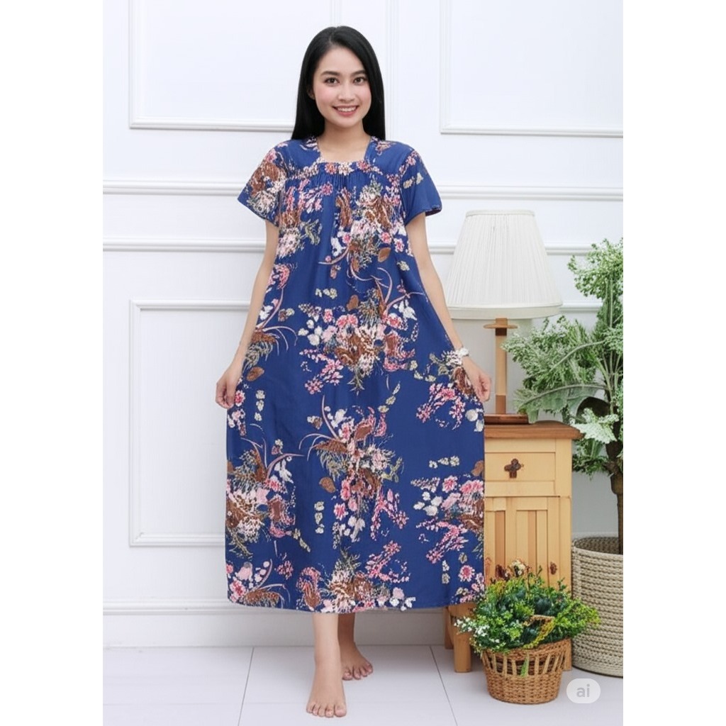 Daster Fuji Asli Motif Bunga Bunga Bahan Katun Premium Adem Terbaru 2025