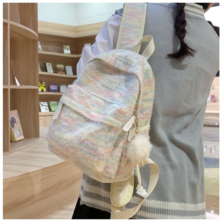 (ready)Tas Ransel Wanita Aesthetic Y2K | Backpack Sekolah Mahasiswa Kapasitas Besar dengan Bahan Raj