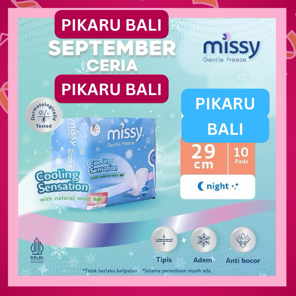 Pembalut MISSY NIGHT / Pembalut HERBAL Kesehatan  Wanita Bersalin / Wings 290mm 10 pads / Perawatan 