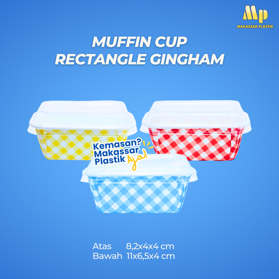 MUFFIN CUP RECTANGLE GINGHAM/ CUP MUFFIN / MUFFIN REC GINGHAM @25 PCS