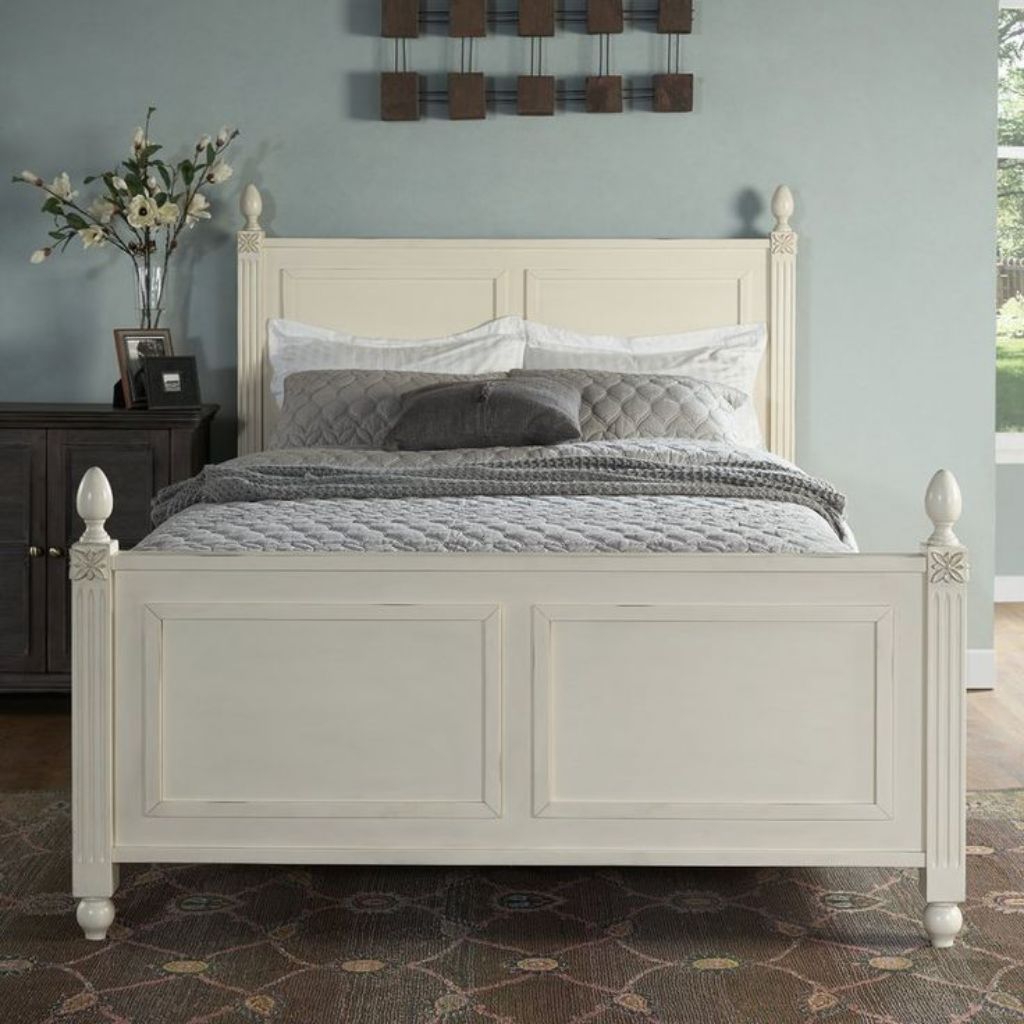 Tempat tidur minimalis classic modern/divan rangka ranjang finishing cat Duco putih/dipan kayu solid