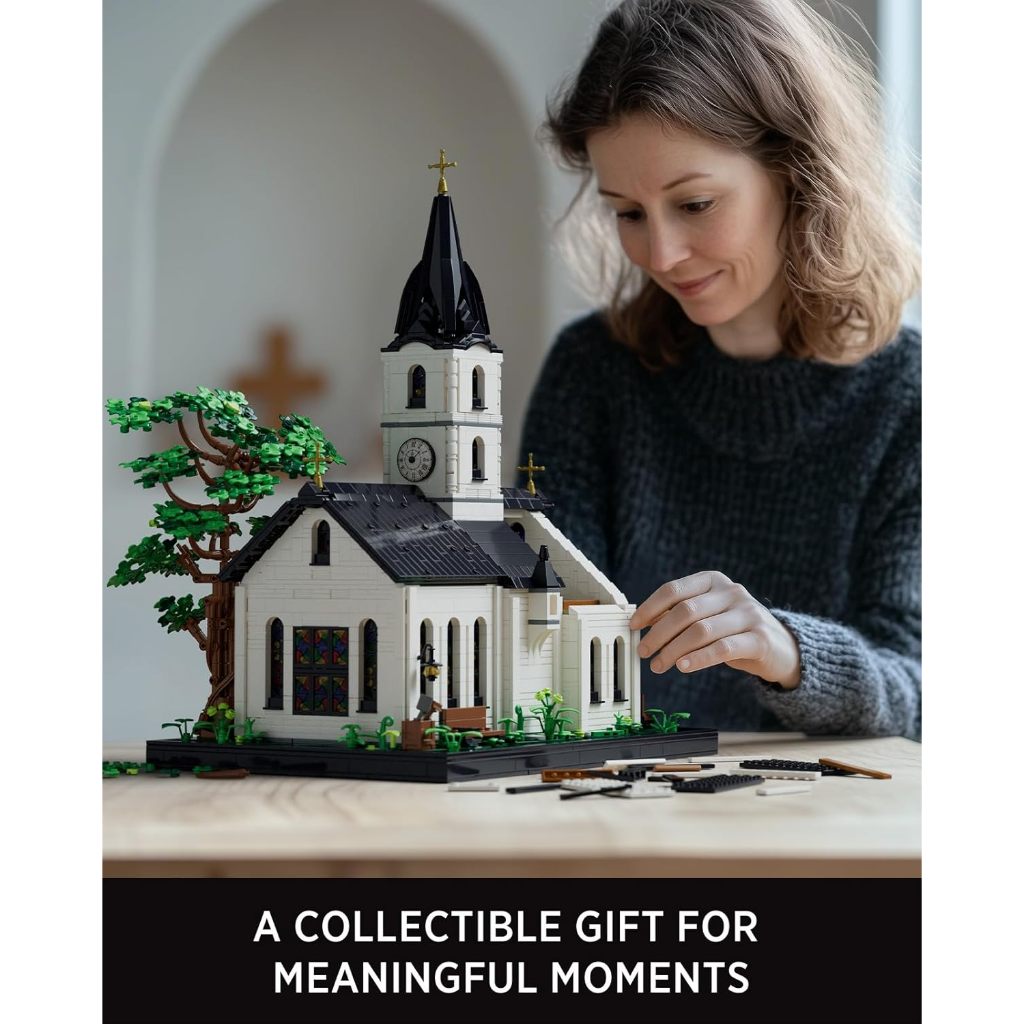 Nifeliz Church Building Set for Adults, Vintage Countryside Building Model Toy with Detailed