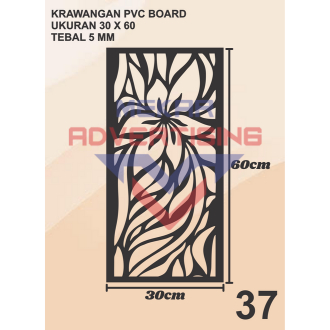 KRAWANGAN PVC BOARD HITAM / ORNAMEN PVC FOAM BOARD HITAM TEBAL 5MM MODEL 37 UKURAN 30X60