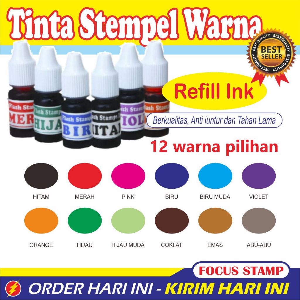 Tinta Stempel Warna Otomatis / Isi Ulang Tinta Stempel / Refil Tinta Stempel Flash Otomatis