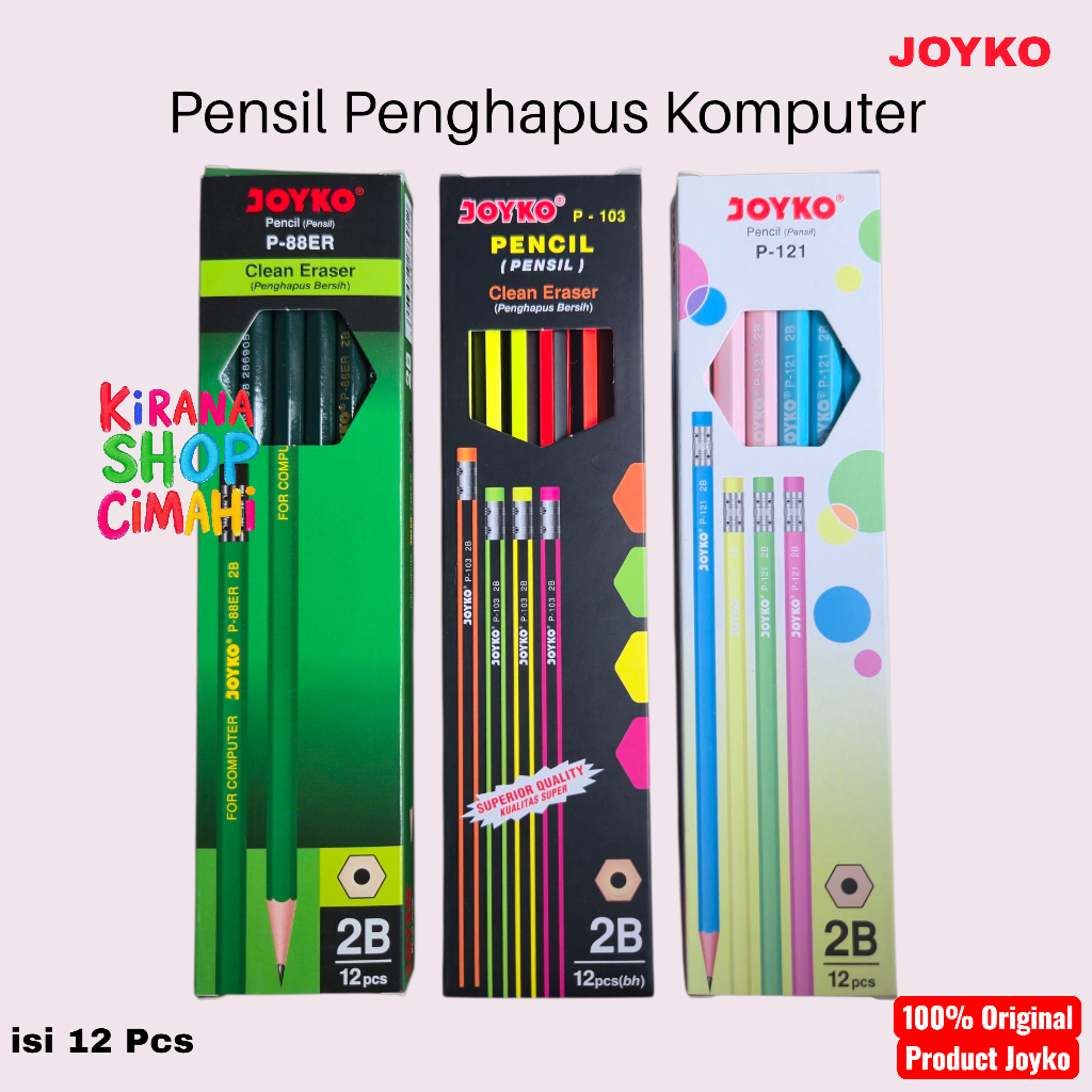 

JOYKO PENSIL PENGHAPUS KOMPUTER ISI 12 PCS/1 BOX / 2B FOR COMPUTER