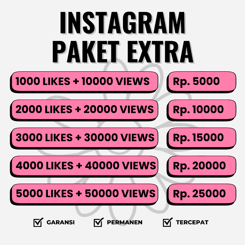 Paket Extra View Instagram Like Permanen Bergaransi Aktif Mix IG Likes dan Viewer Reels dan Post